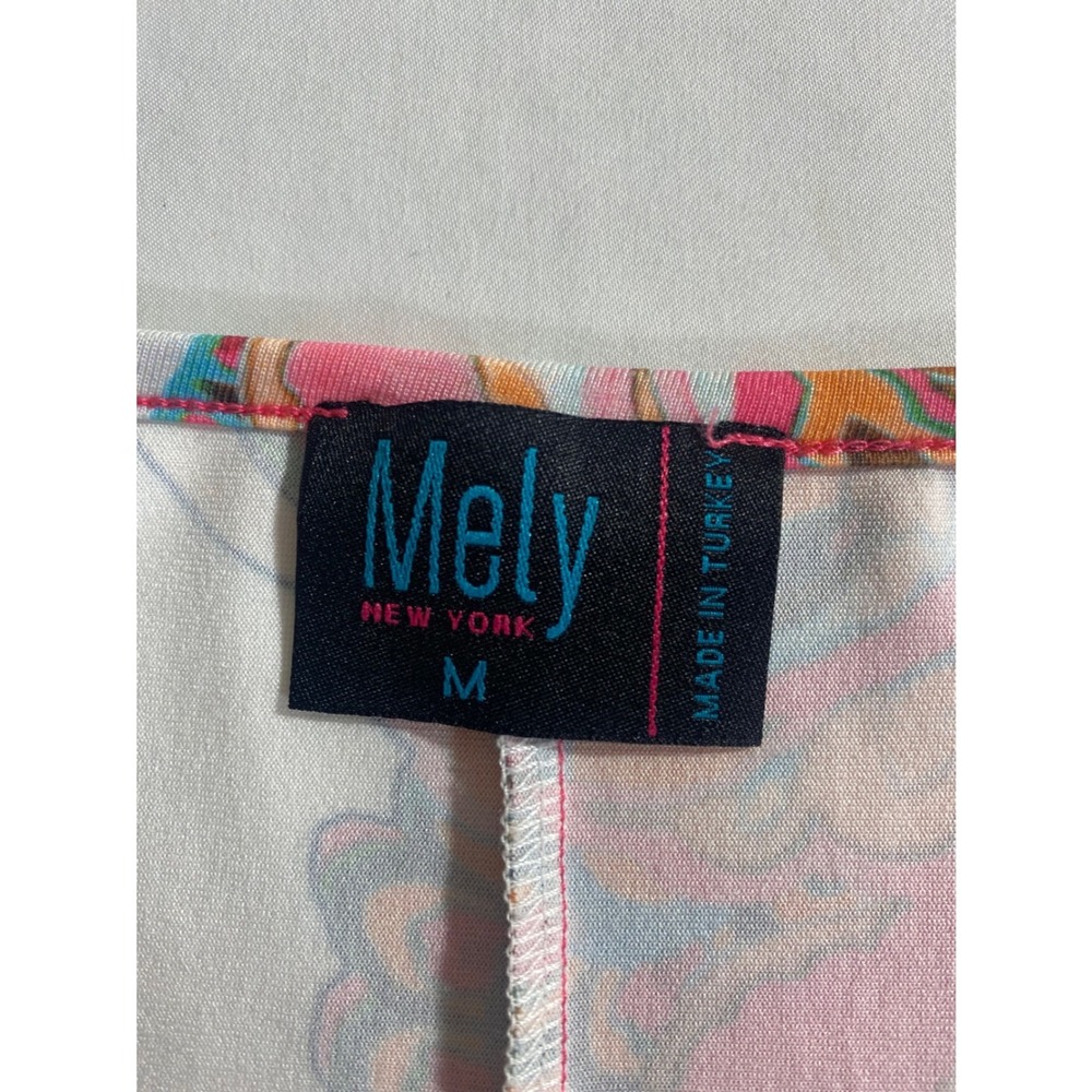 Mely New York Tunic Top Women Medium Multi Color Excellent Paisley Striped 3/4 - Picture 6 of 11